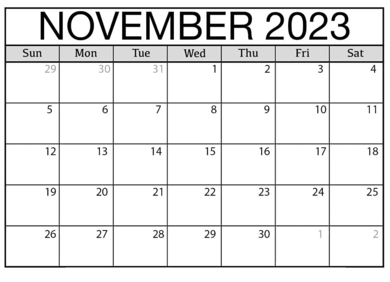 15+FREE November 2023 Calendar with Holidays Dates