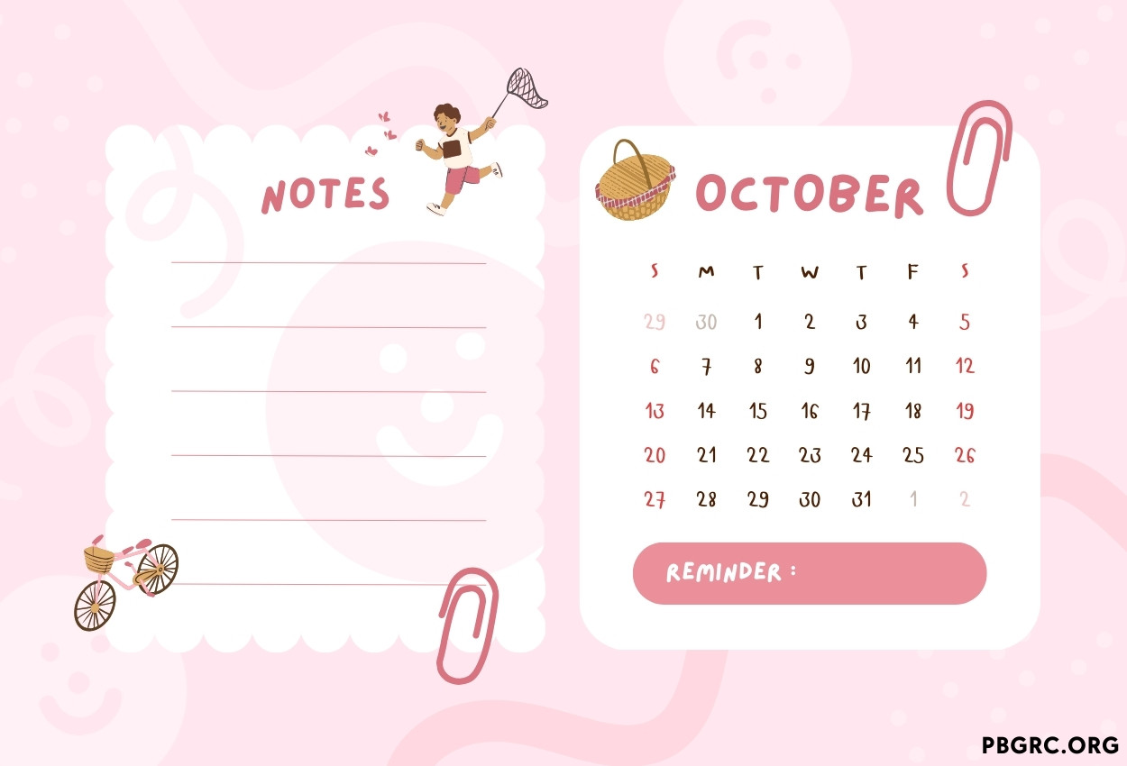 Cute October 2024 Floral Calendar - Wall & Desk