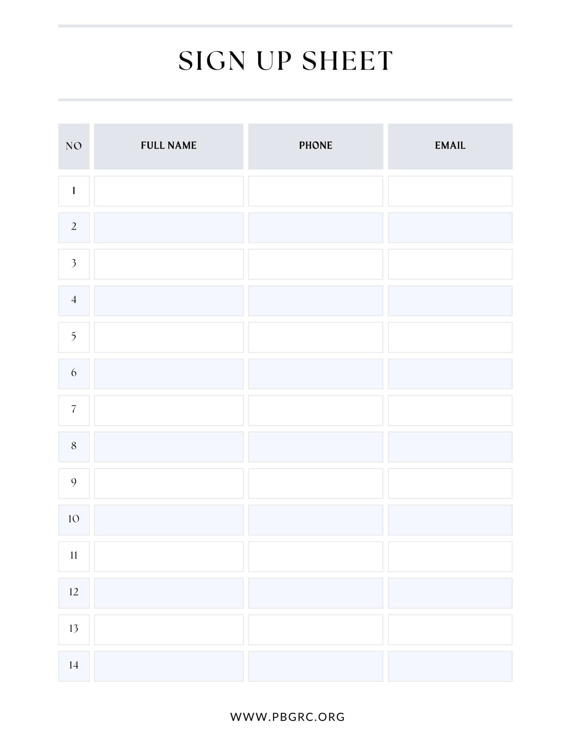 Free Printable Sign-up and Sign-in Sheet 2024 Templates