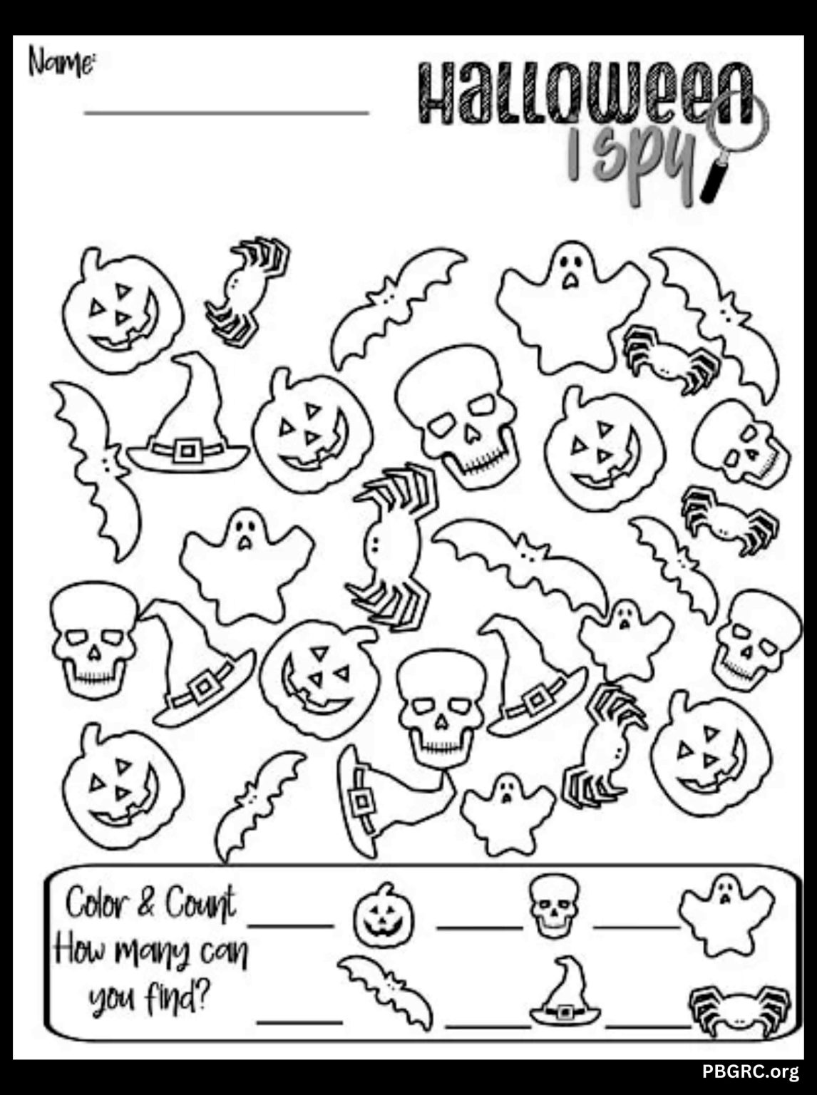 Free Printable I Spy Halloween Coloring Page Game Activities 2023