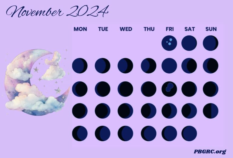 Lunar November 2024 Calendar Moon Phases With Dates