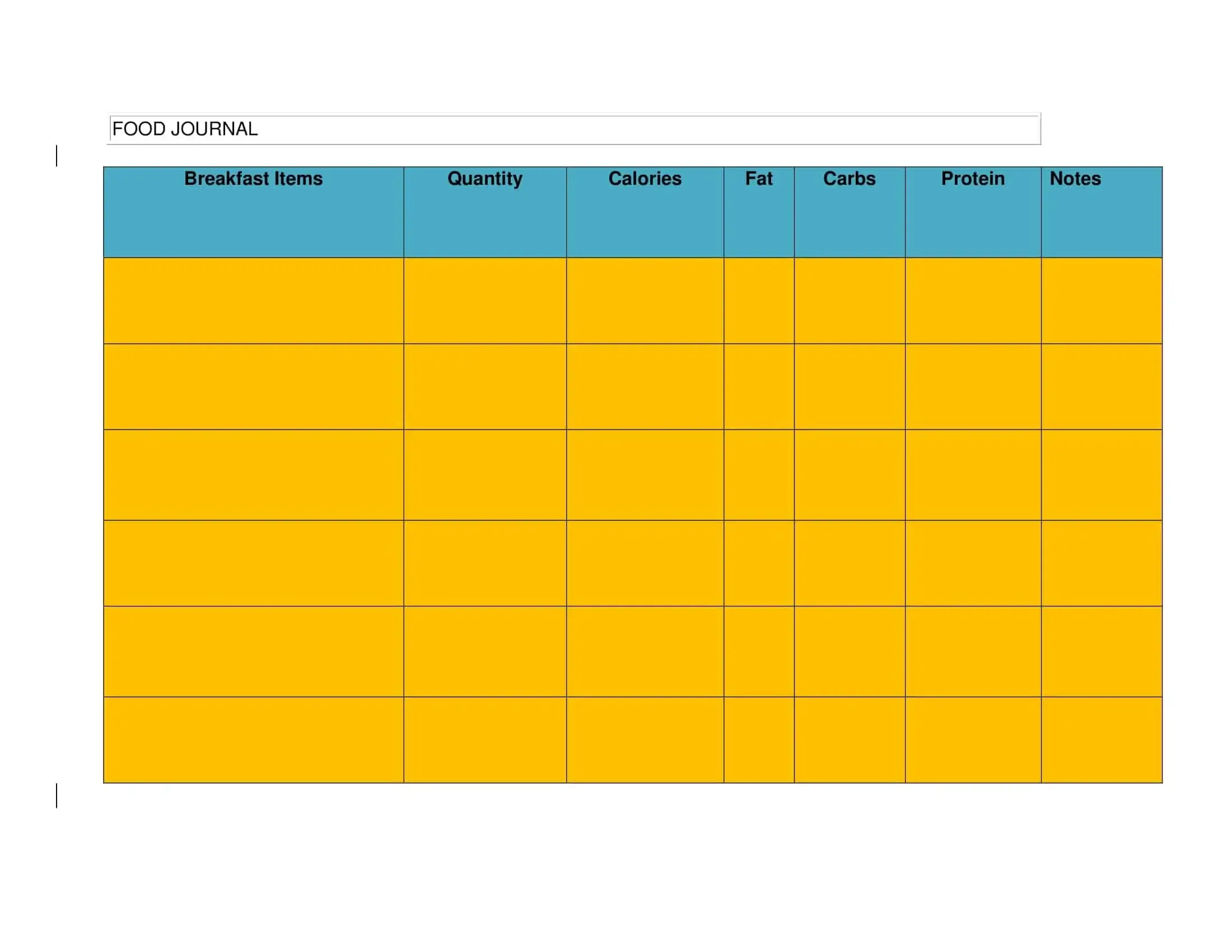 Free Printable Food Diary Templates Word Excel Sampel 7 Days