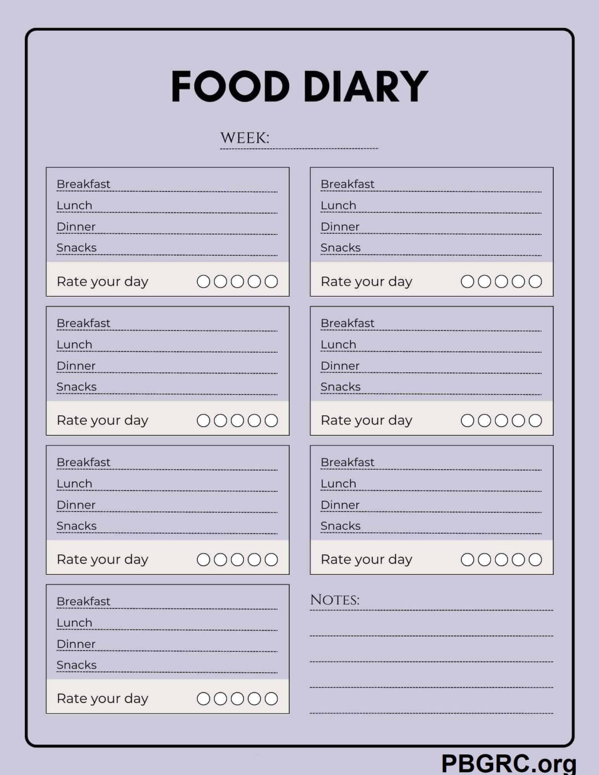 Free Printable Food Diary Templates 2024 Sample 7 Days