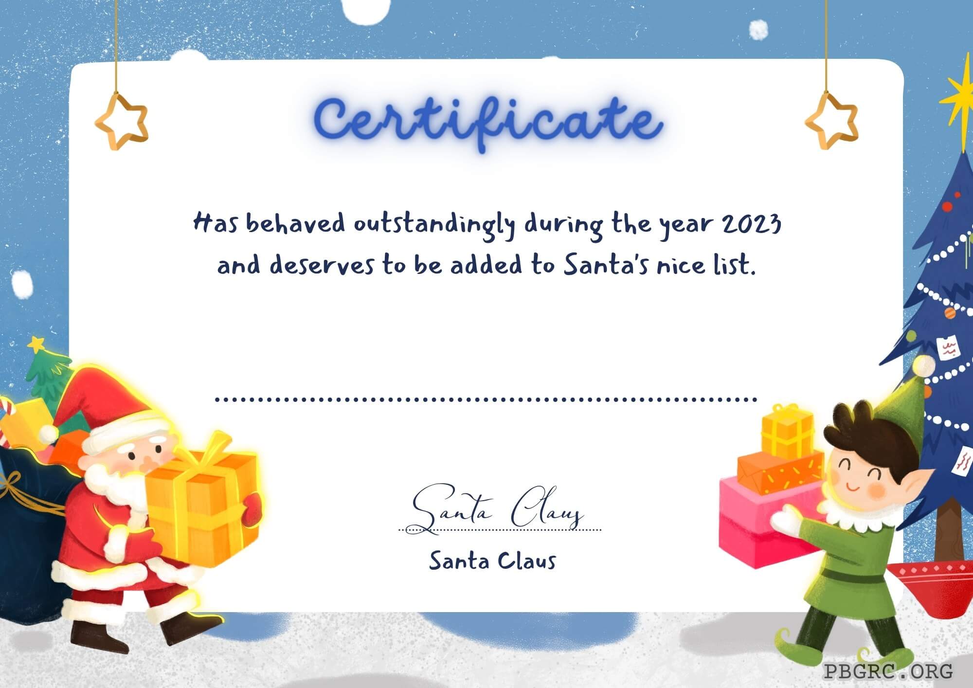 Free Printable Santa #39 s Christmas Nice List Certificate For Kids 2023