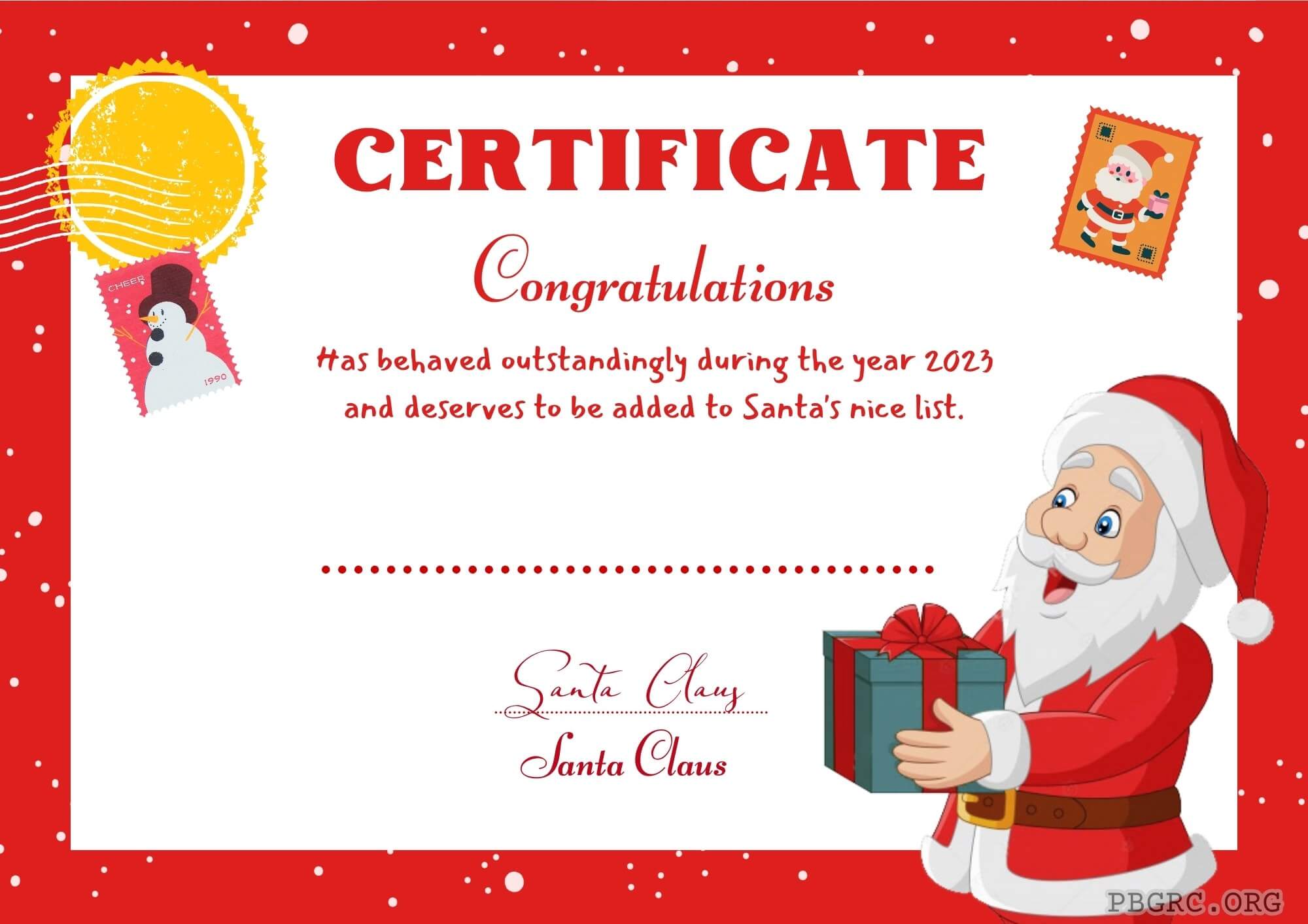 Free Printable Santa's Christmas Nice List Certificate For Kids [2023 ...