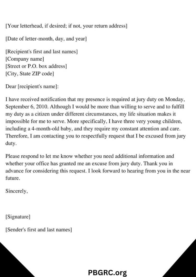 Free Printable Jury Duty Excuse Letter Templates For 2024