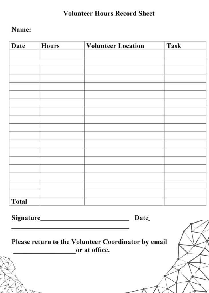 Army Volunteer Hours Log Sheet