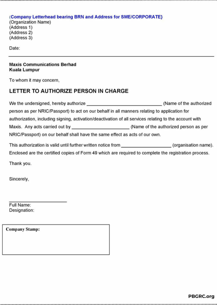 Authorization letter to collect documents