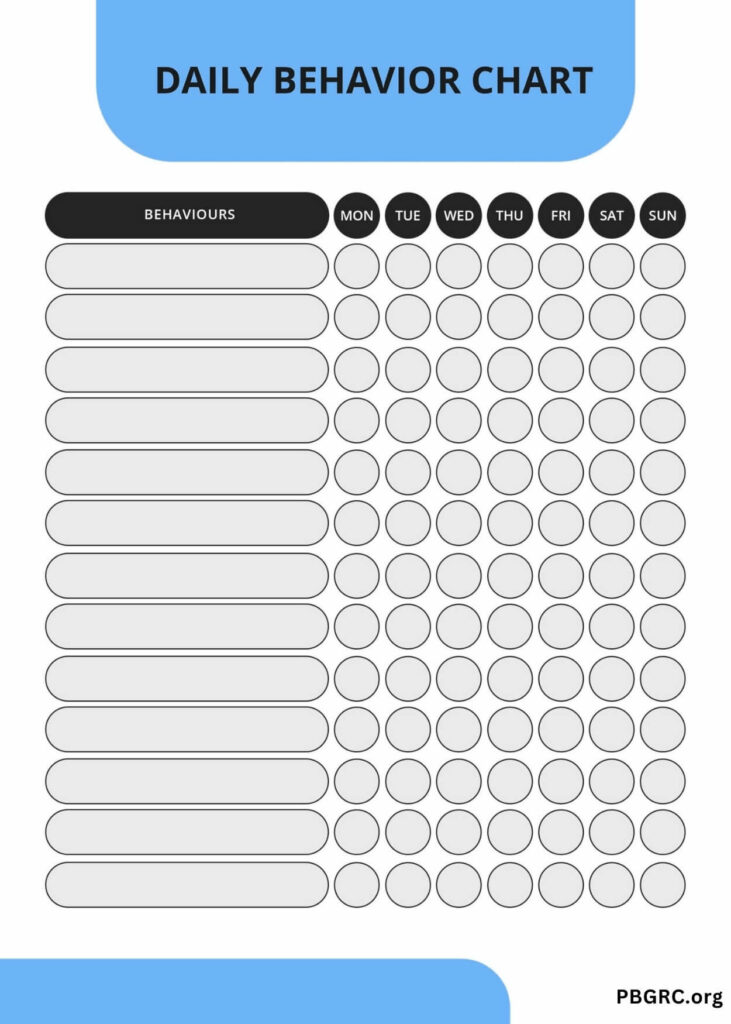 Behavior Chart Template For Elementary Students