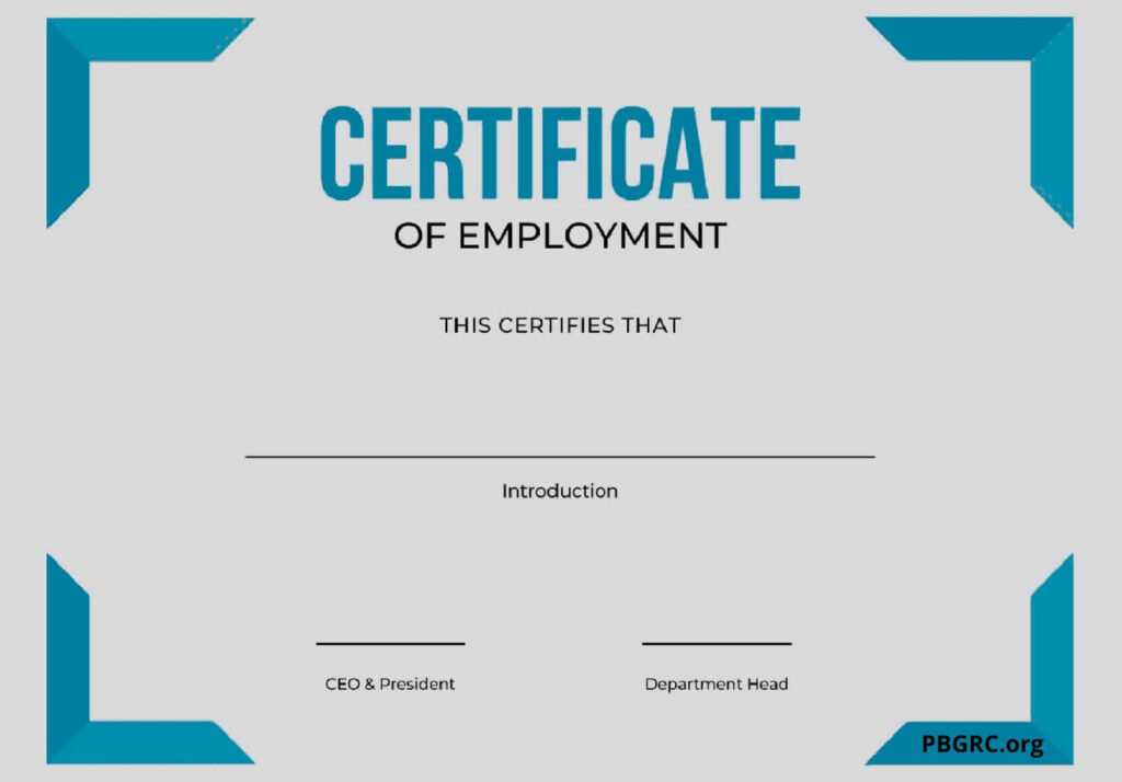 Certificate of Employment Template