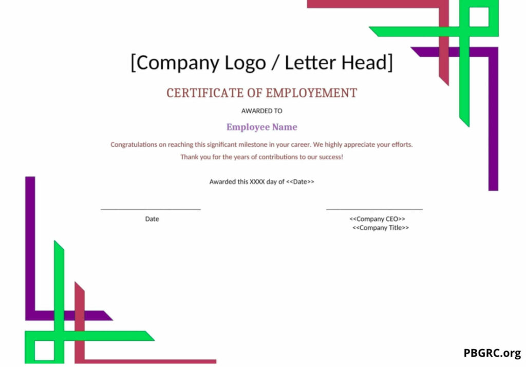 Freelance Certificate of Employment Template