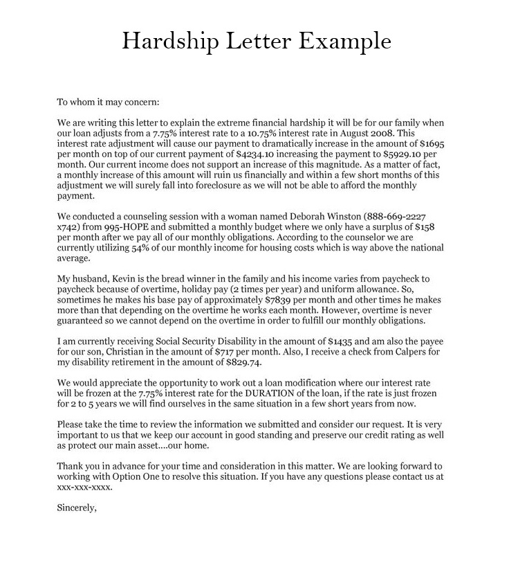 Print Financial Hardship Letter Templates - Free Example in PDF, Word ...