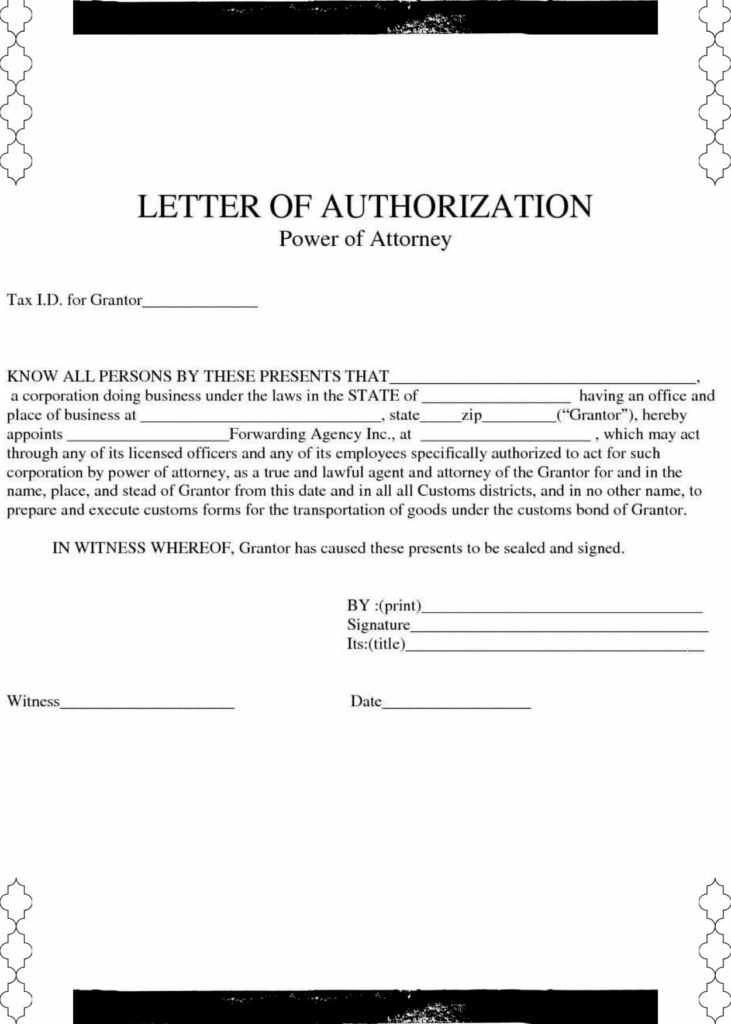Sample letter of Authorization giving permission