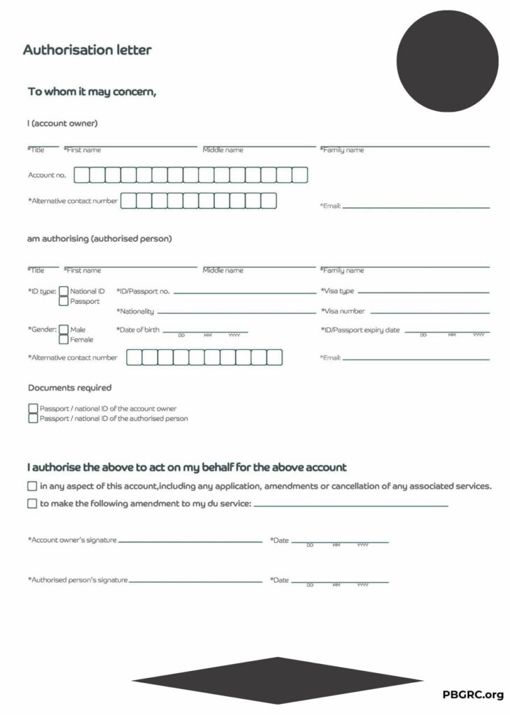 Sample of Authorization Letter Template