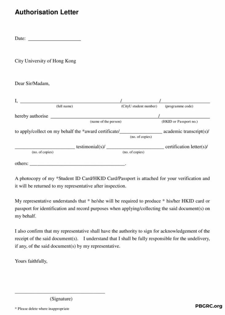 free download Authorization letter format